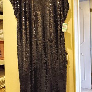 Blk Sequined Front Tube Dress